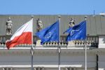 polish eu and nato flags. poland may 2007 